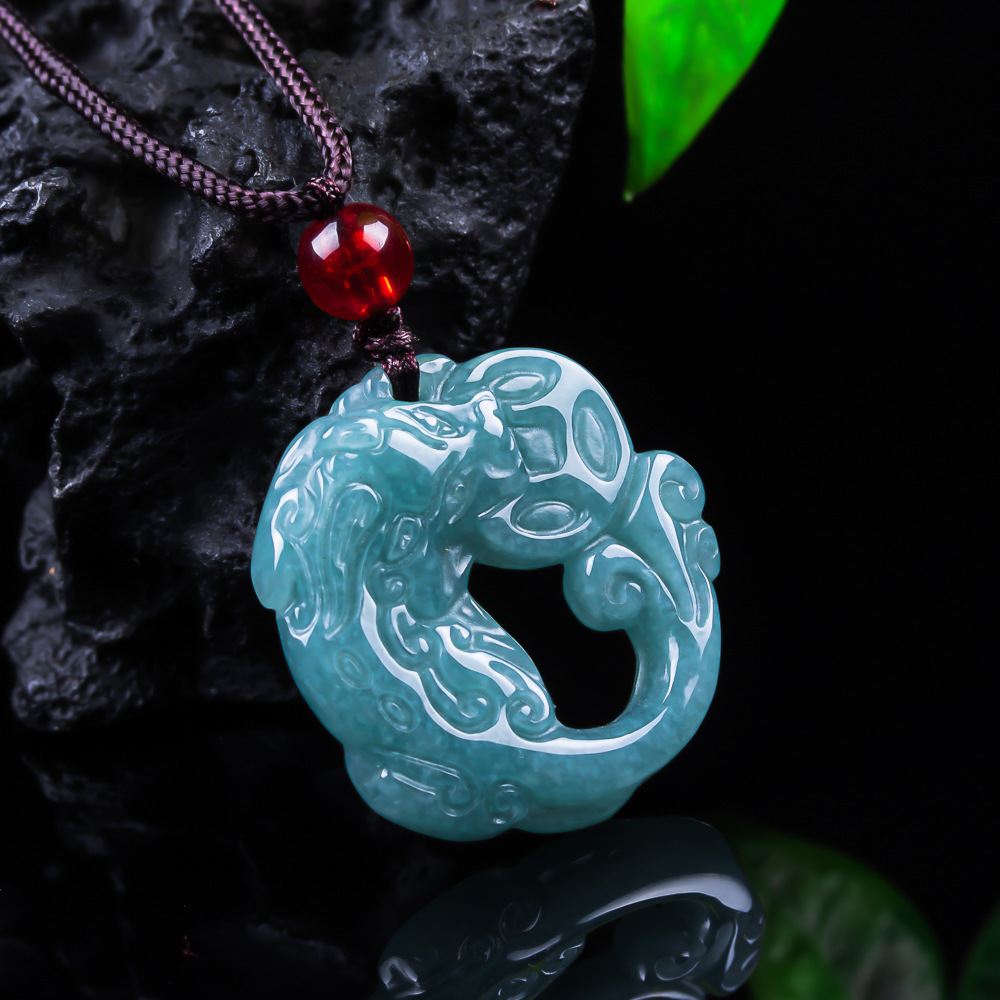 Women Accessories For Gift - Burmese Jadeite Pixiu Pendant Real Jade