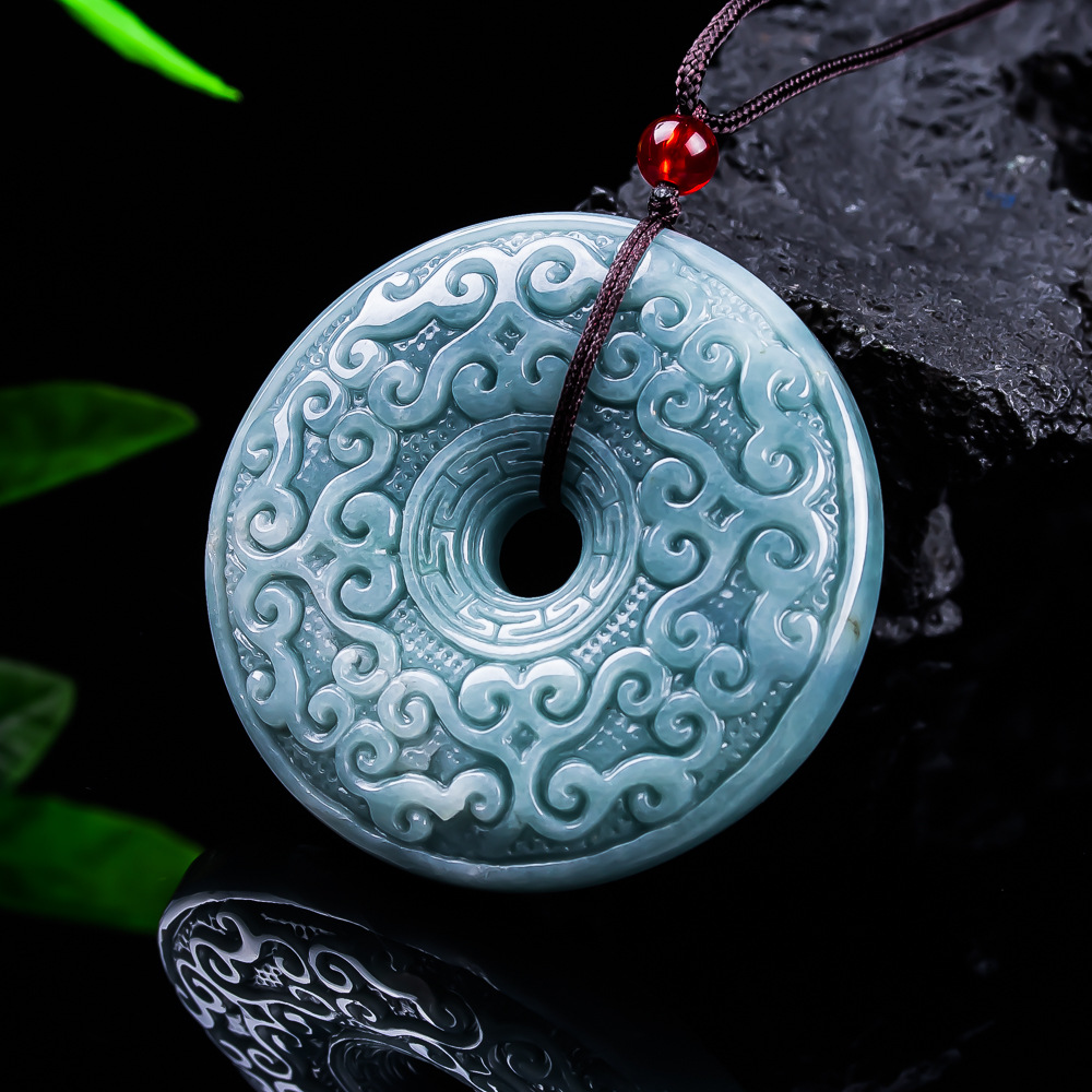 Women Accessories For Gift - Natural Burmese Jadeite Flower Pendant Necklace