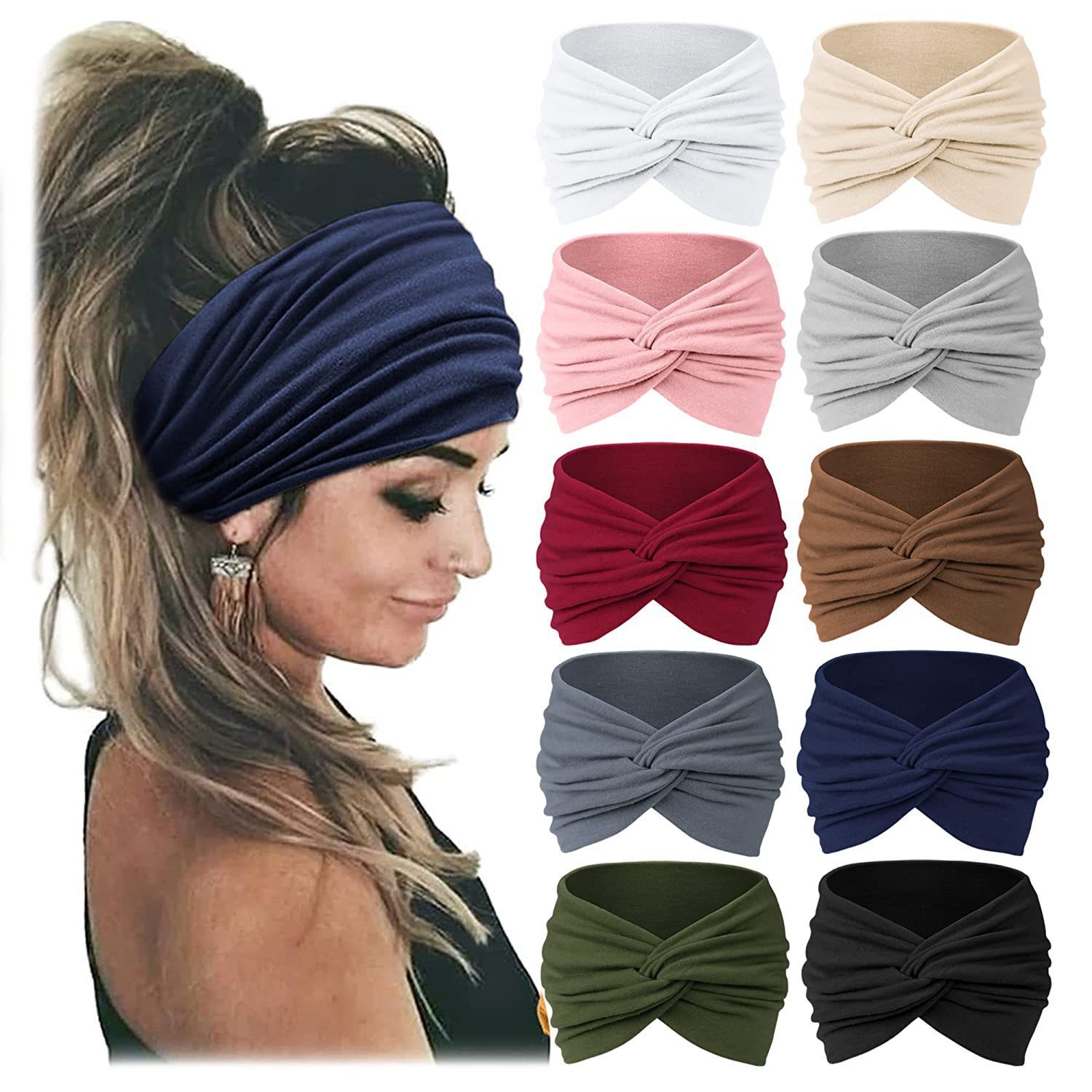 Women'S Yoga Accessories - Women's Wide Elastic Headband, Anti-slip Accessory