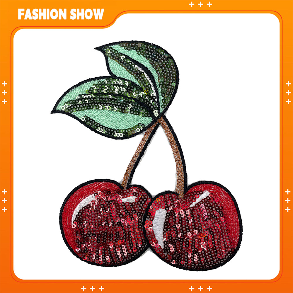Accessories Brand For Women - Sequin Cherry Embroidery Patch, Iron-On or