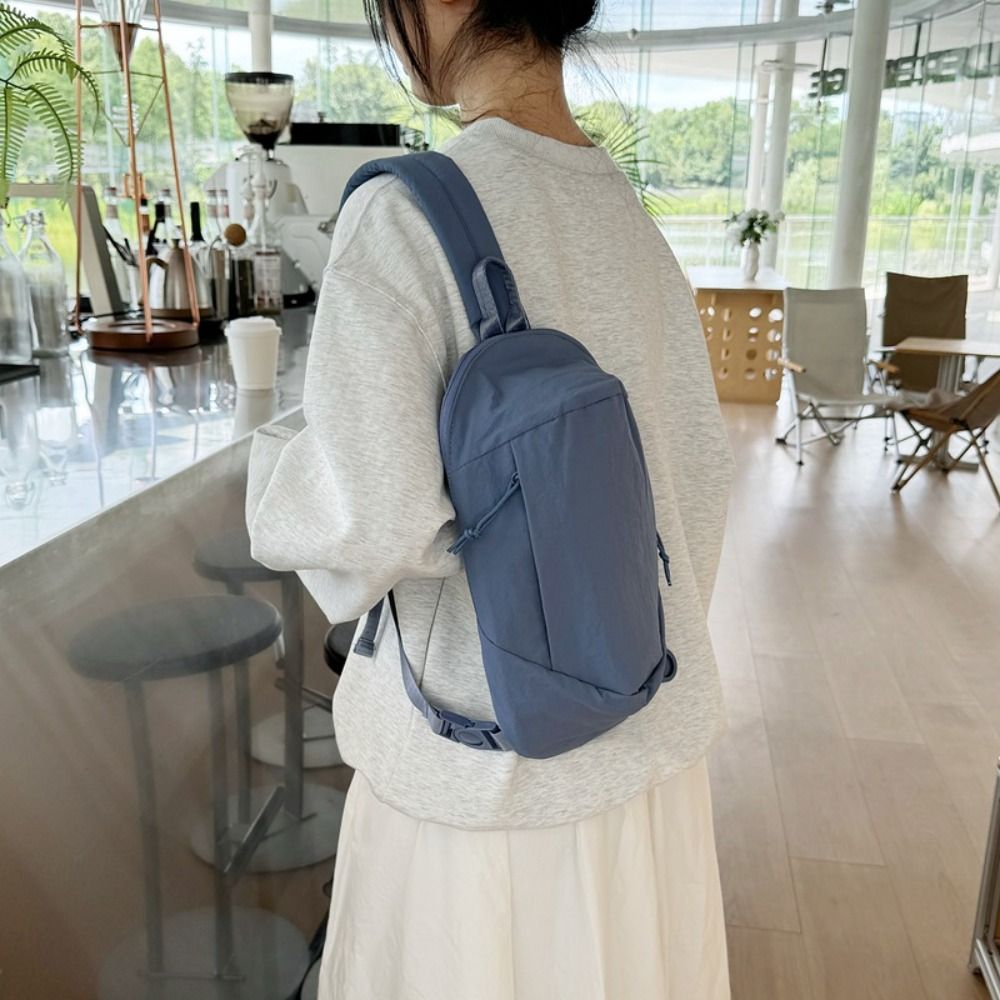 Women Accessories Pouch - Solid Color Nylon Shoulder Bag Large