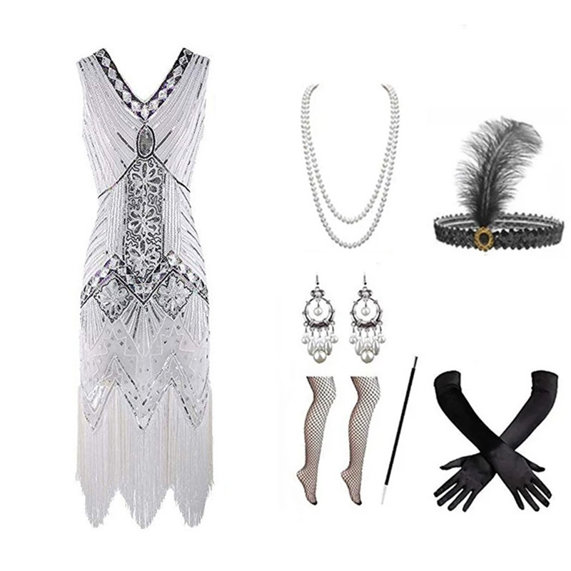 Women 1920s Flapper Dress Set  - огляд і ціна Women'S Accessories In The 1920S