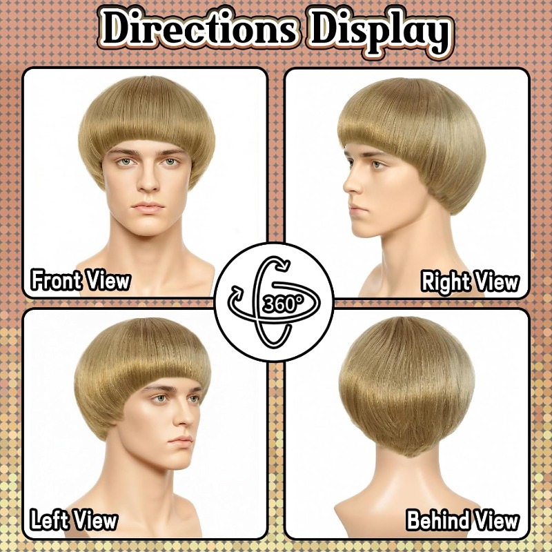 Short Blonde Bowl Cut Wig Blon - огляд і ціна Women'S Accessories In The 70S