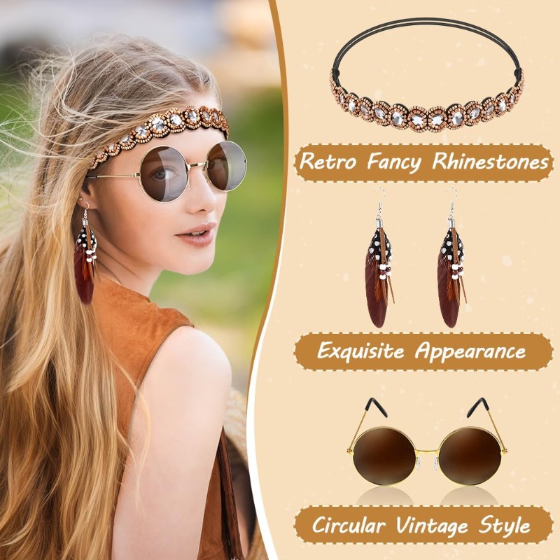 5 Pcs Hippie Costume Accessori - огляд і ціна Women'S Accessories In The 70S